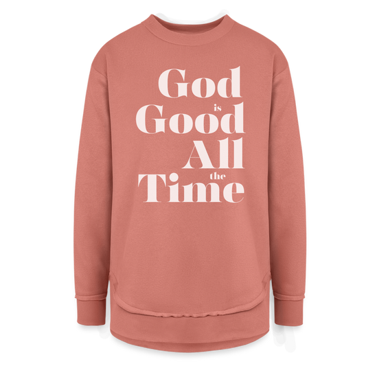 God is Good All the Time Women's Tunic Sweater - mauve