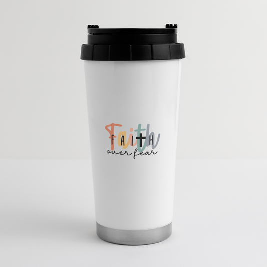 Faith Over Fear 16 oz Travel Mug - white