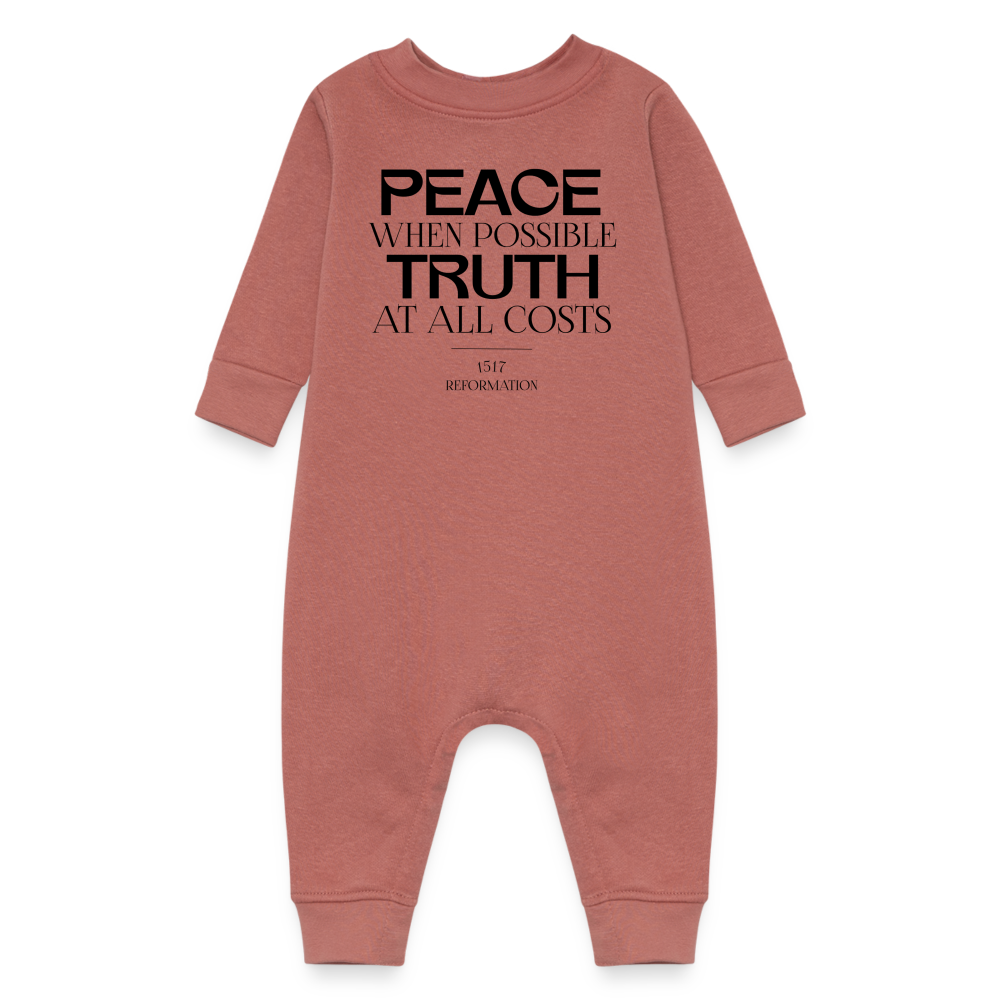 Peace when Possible Truth at All Costs Reformation Day Baby Fleece Bodysuit - mauve