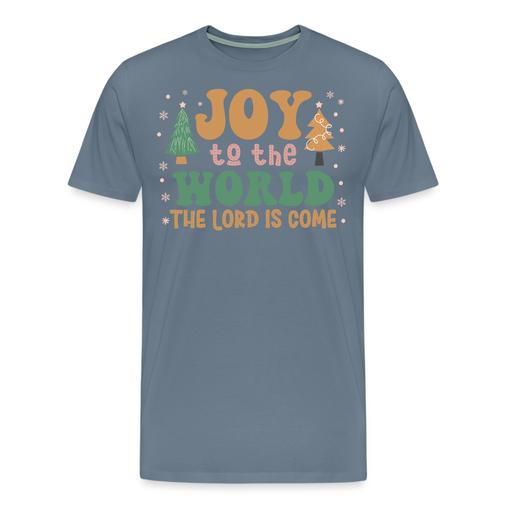 Joy to the World Christmas Family Men's Premium T-Shirt - steel blue