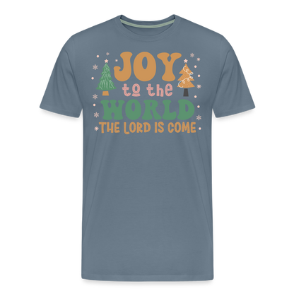 Joy to the World Christmas Family Men's Premium T-Shirt - steel blue