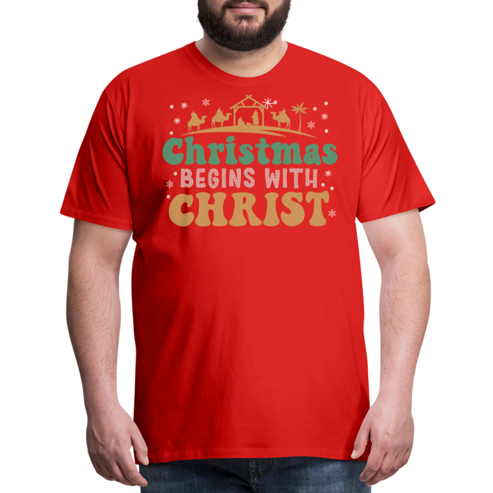 Christmas Begins with Christ is Born Christmas Family Men's Premium T-Shirt - red