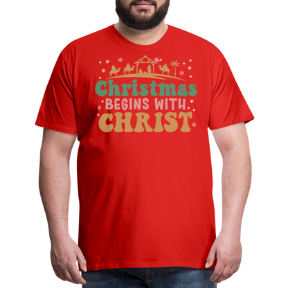 Christmas Begins with Christ is Born Christmas Family Men's Premium T-Shirt - red