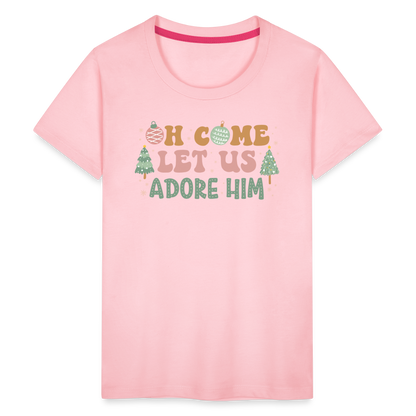 Oh Come Let Us Adore Him Christmas Family Kids' Premium T-Shirt - pink