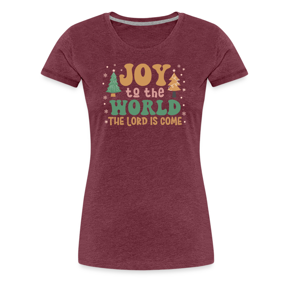 Joy to the World Christmas Family Women’s Premium T-Shirt - heather burgundy