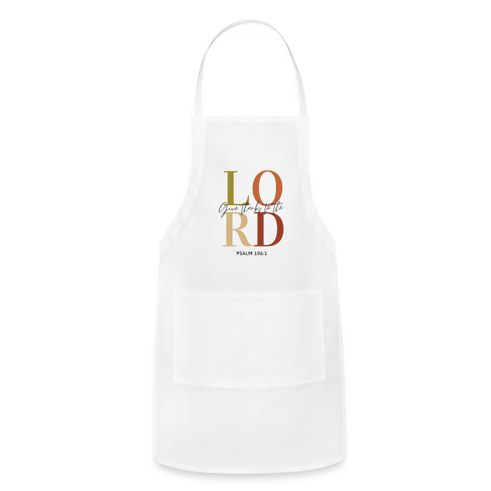 Give Thanks to the Lord Apron - white