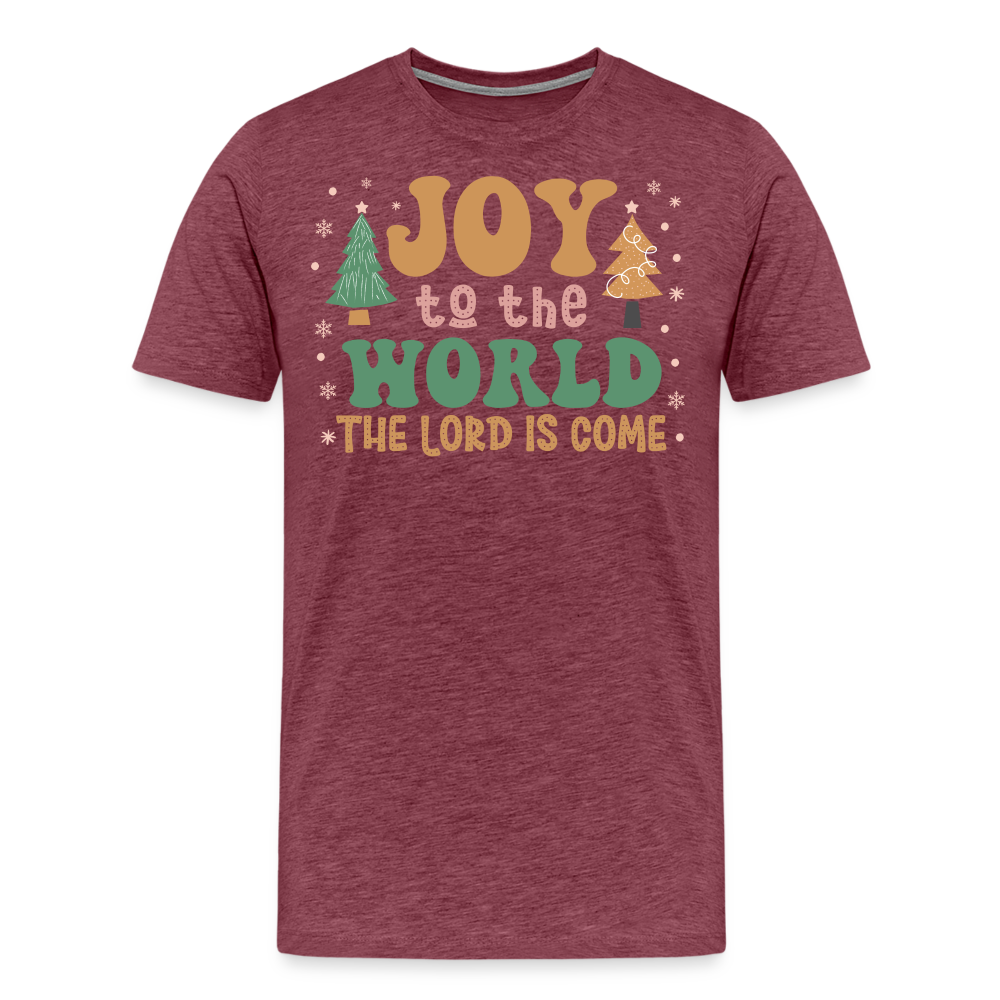 Joy to the World Christmas Family Men's Premium T-Shirt - heather burgundy