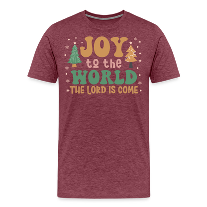 Joy to the World Christmas Family Men's Premium T-Shirt - heather burgundy