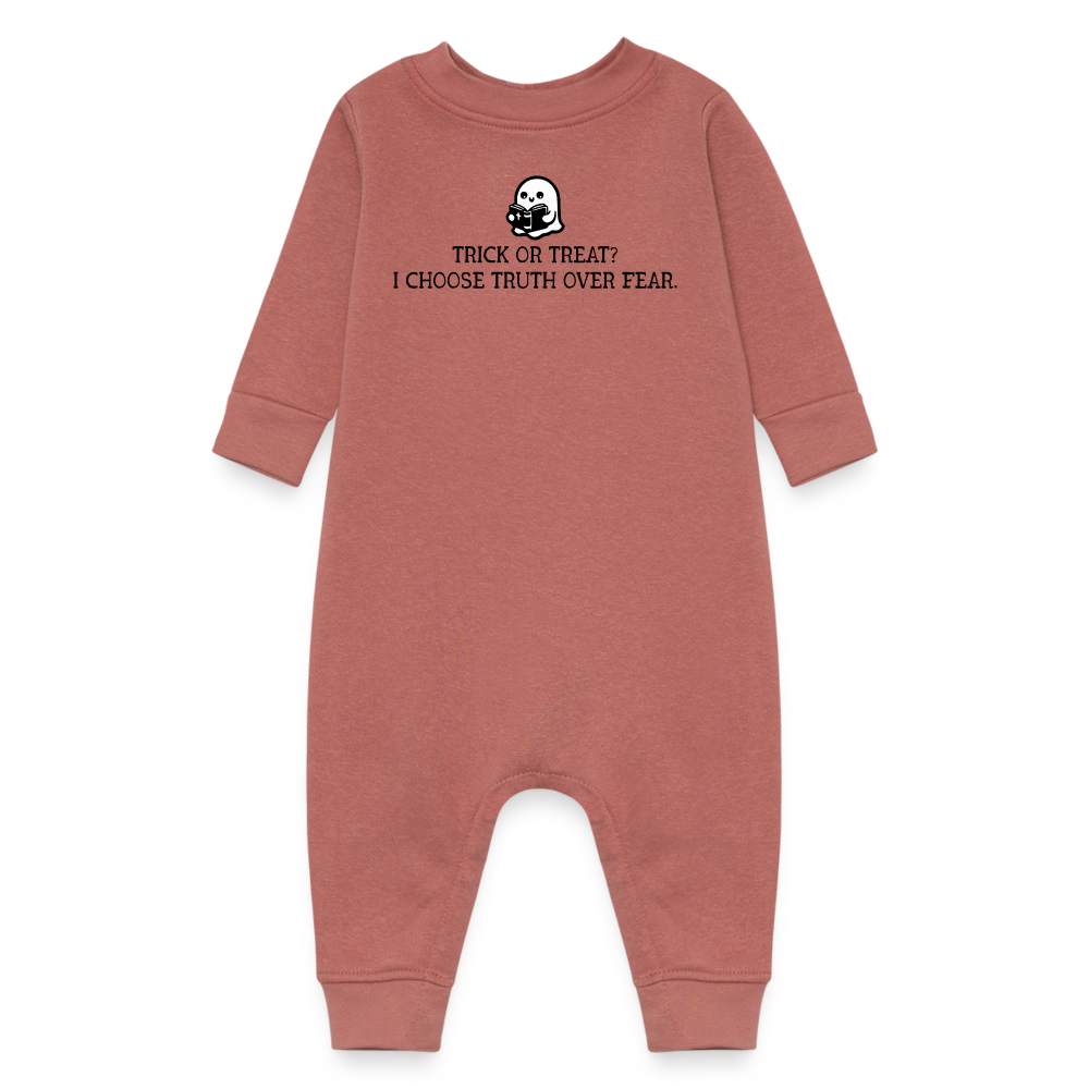 Trick or Treat I Choose Truth (W) Baby Fleece Bodysuit - mauve