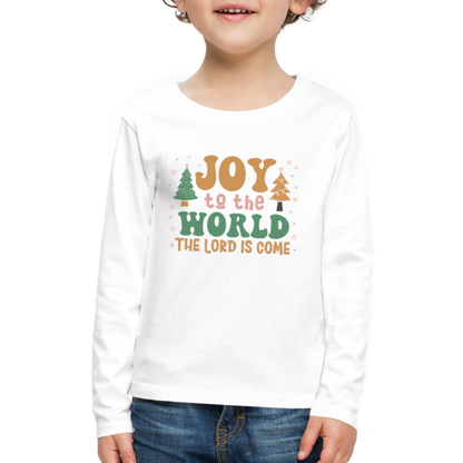 Joy to the World Christmas Family Kids' Premium Long Sleeve T-Shirt - white