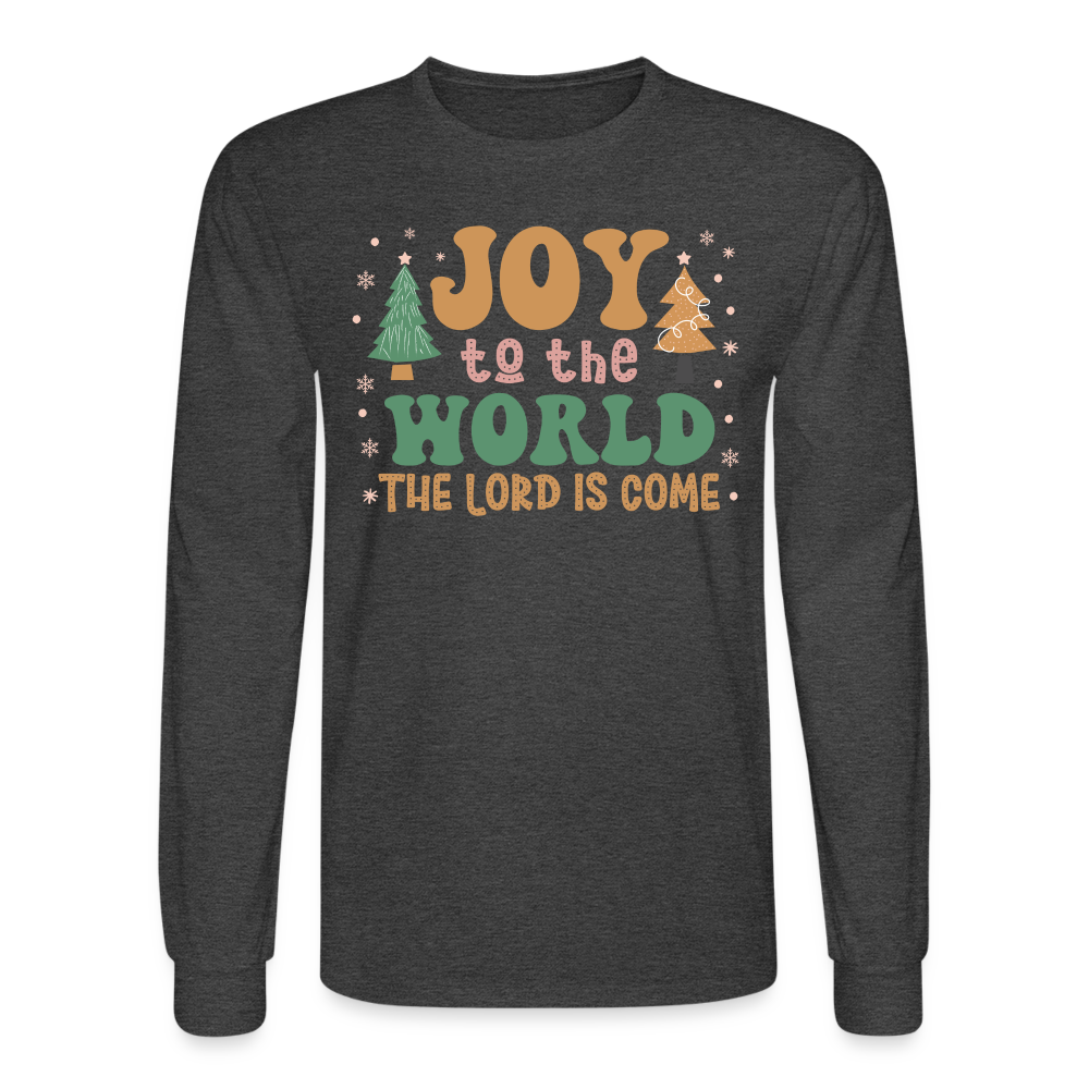 Joy to the World Christmas Family Men's Long Sleeve T-Shirt - heather black