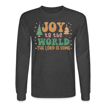 Joy to the World Christmas Family Men's Long Sleeve T-Shirt - heather black