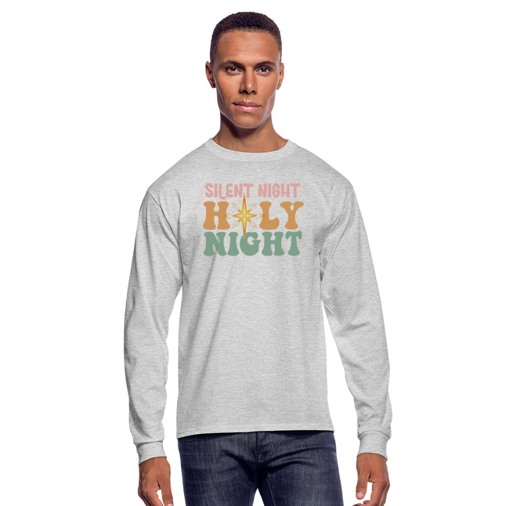 Silent Night Christmas Family Men's Long Sleeve T-Shirt - heather gray