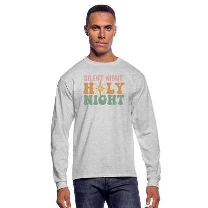 Silent Night Christmas Family Men's Long Sleeve T-Shirt - heather gray