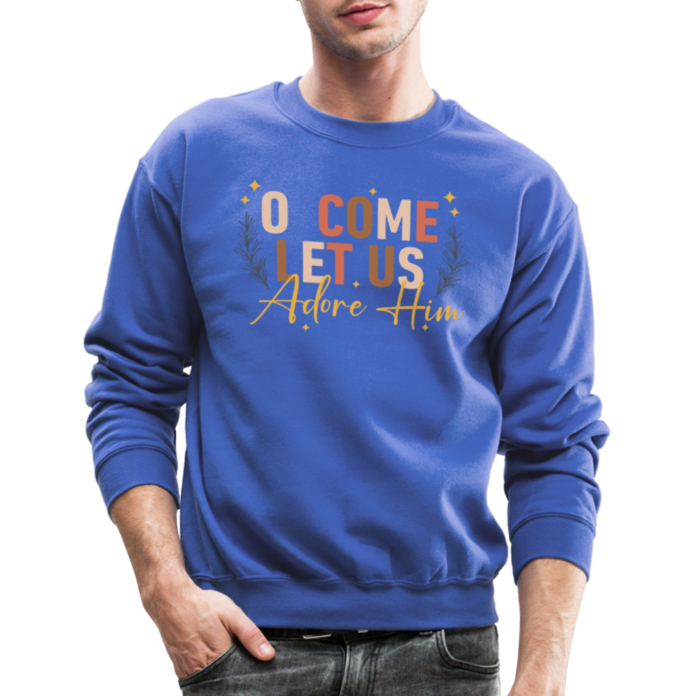 O Come Let us Adore Him Christmas Men's Sweater - royal blue