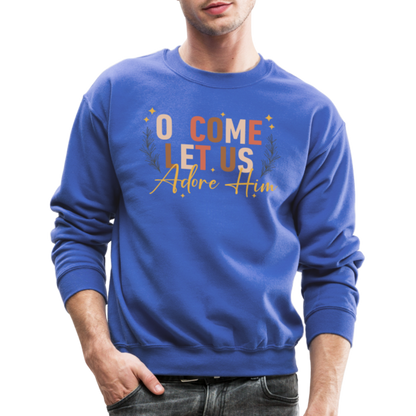 O Come Let us Adore Him Christmas Men's Sweater - royal blue