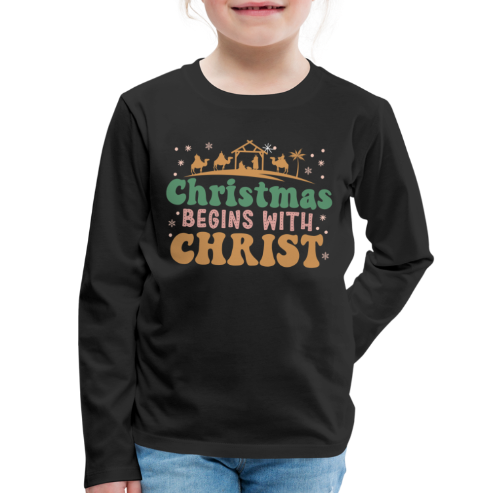 Christmas Begins with Christ Family Kids' Premium Long Sleeve T-Shirt - black