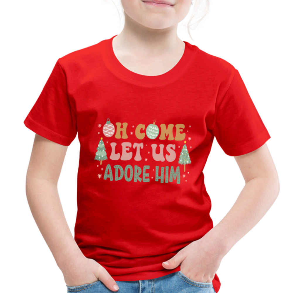 Oh Come Let us Adore Him Christmas Family Toddler Premium T-Shirt - red