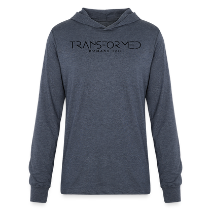 Transformed Romans 12:1 Men's Long Sleeve Shirt with Hood - heather navy