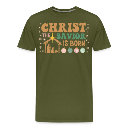 Christ the Savior is Born Christmas Family Men's Premium T-Shirt - olive green