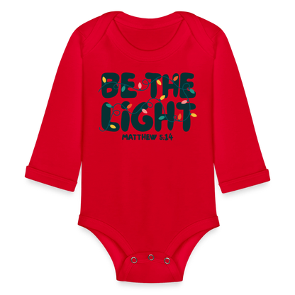 Be the Light Christmas Baby Long Sleeve Onesie - red