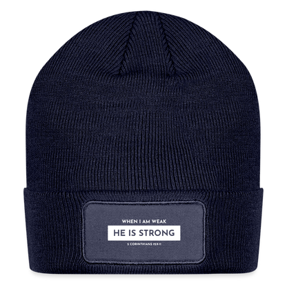 When I Am Weak He is Strong Beanie - navy