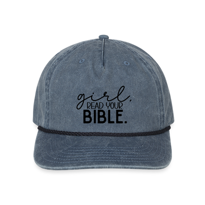 Girl Read Your Bible Hat Cap - washed navy