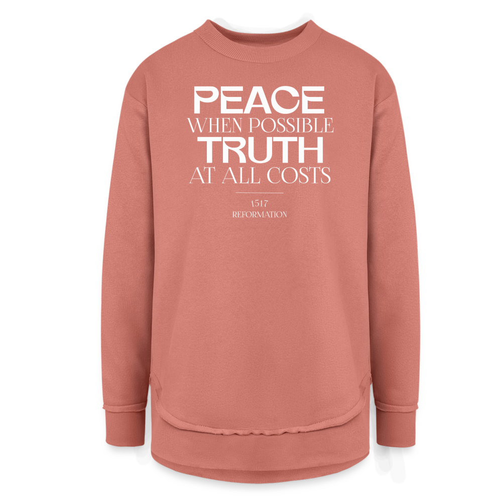 Peace when Possible Truth at All Costs Reformation Day (W) Women's Weekend Tunic Fleece Sweatshirt - mauve