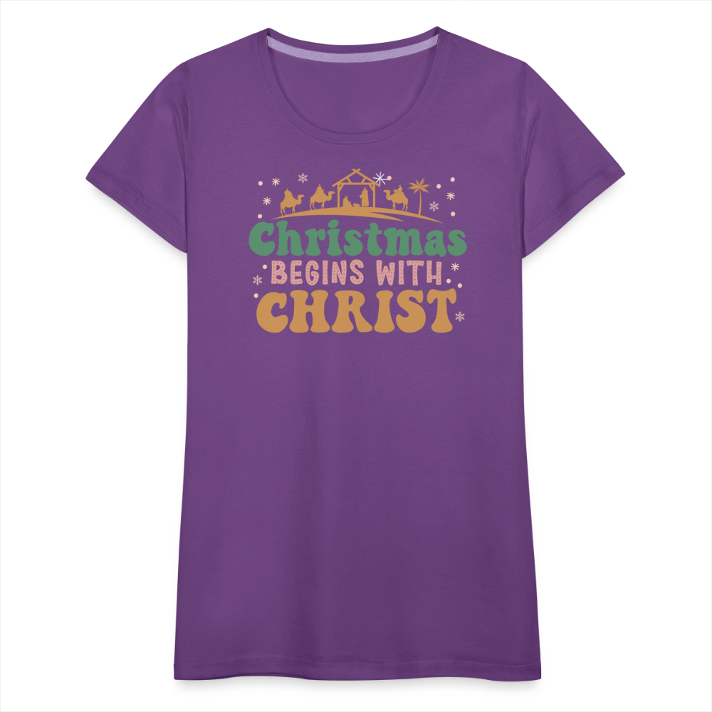 Christmas Begins with Christ Family Women’s Premium T-Shirt - purple