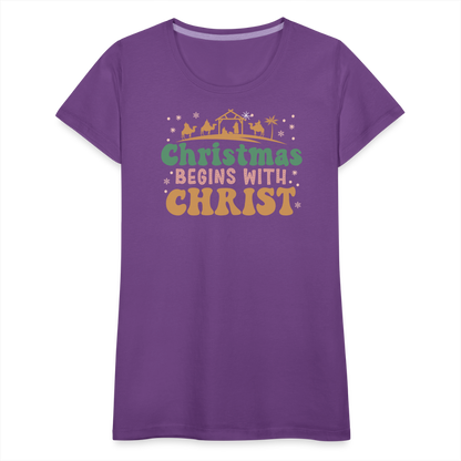 Christmas Begins with Christ Family Women’s Premium T-Shirt - purple