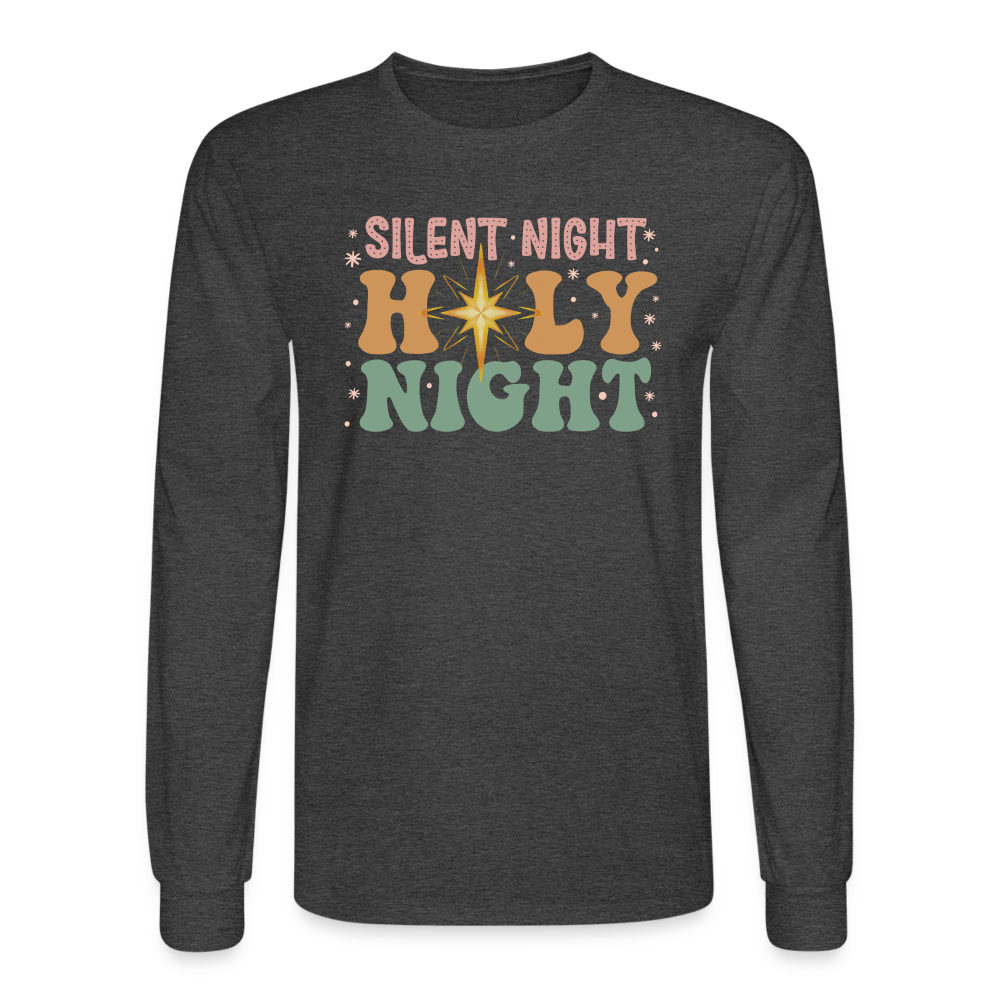 Silent Night Christmas Family Men's Long Sleeve T-Shirt - heather black