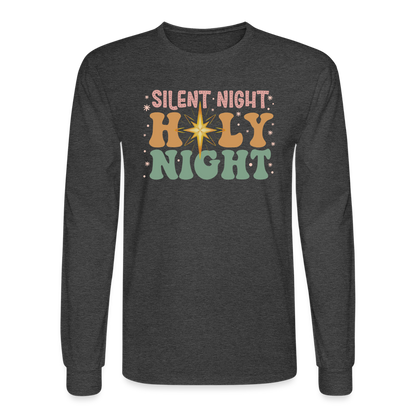 Silent Night Christmas Family Men's Long Sleeve T-Shirt - heather black