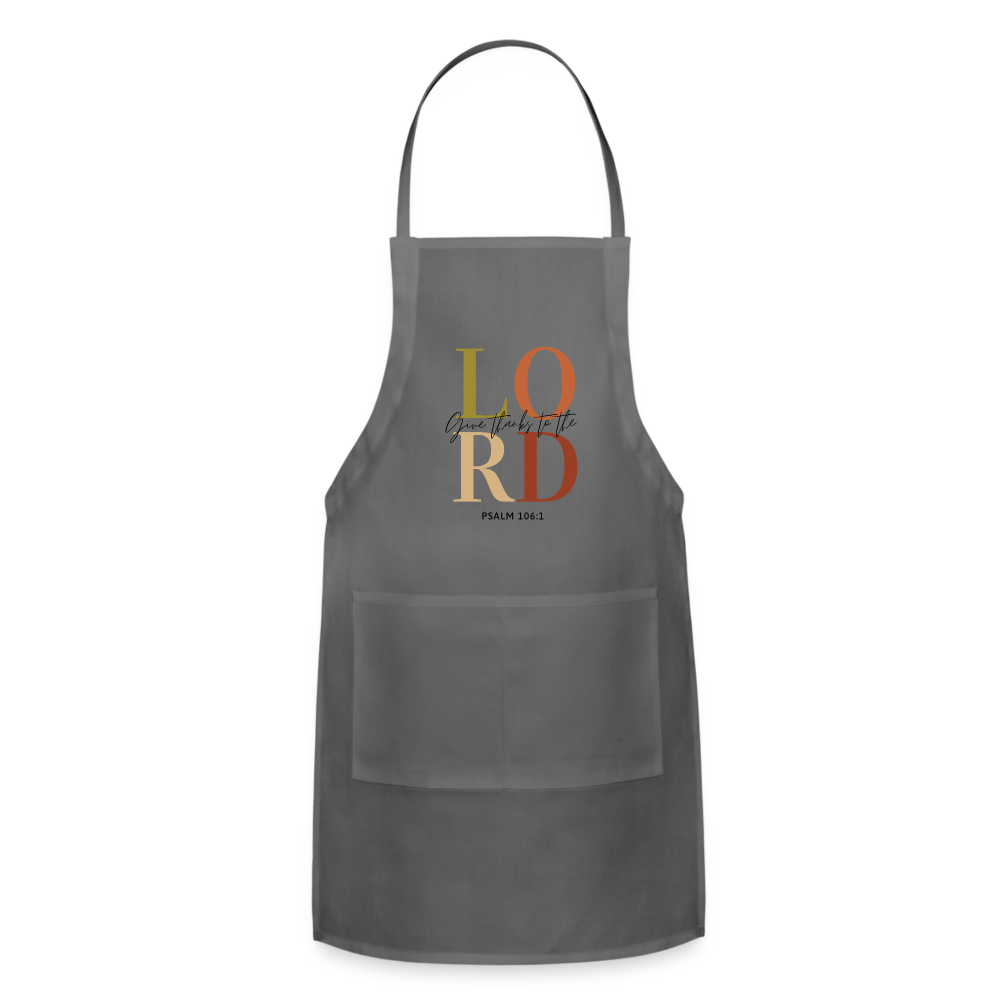 Give Thanks to the Lord Apron - charcoal