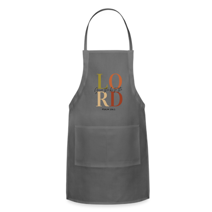 Give Thanks to the Lord Apron - charcoal