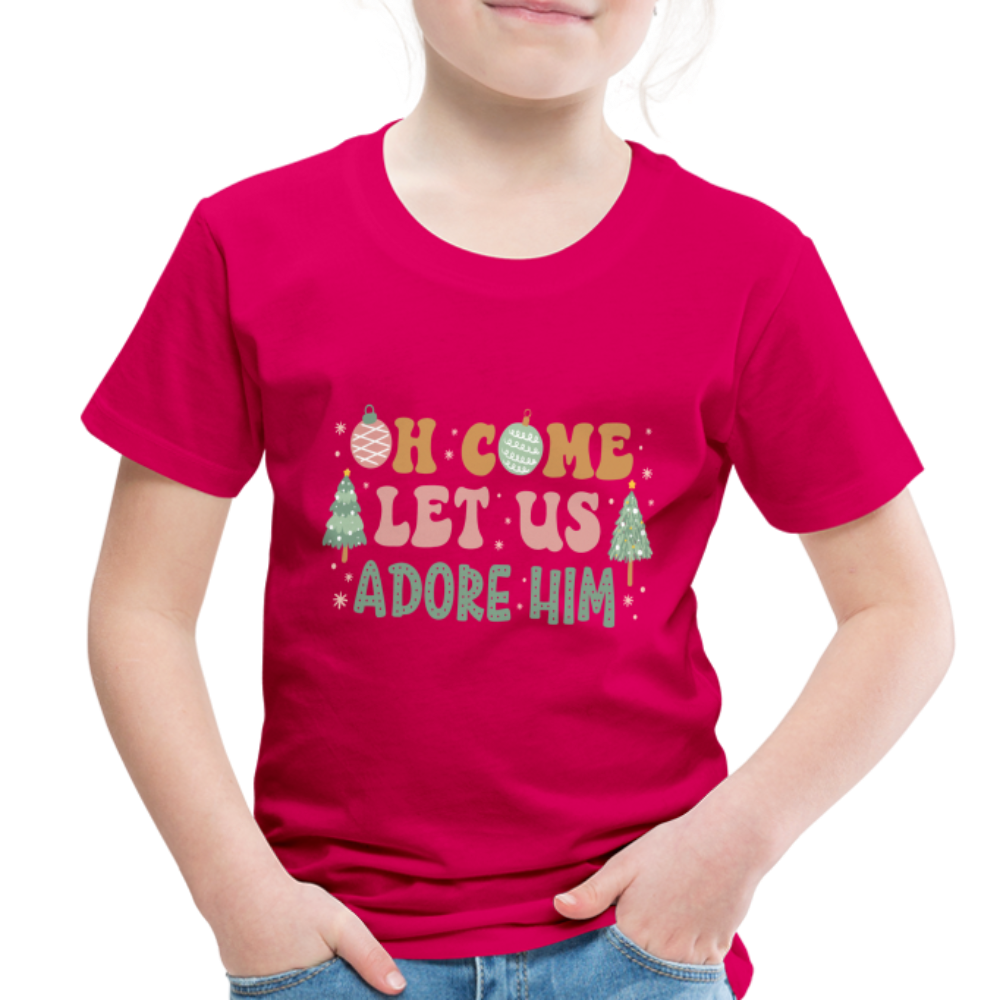 Oh Come Let us Adore Him Christmas Family Toddler Premium T-Shirt - dark pink