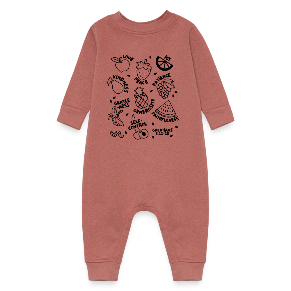 Fruit of the Spirit Fleece Baby Onesie Bodysuit - mauve