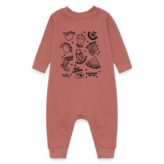 Fruit of the Spirit Fleece Baby Onesie Bodysuit - mauve