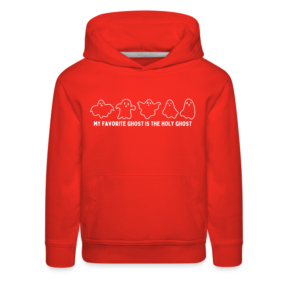 My Favorite Ghost is the Holy Ghost (Outline) Youth Hoodie - red