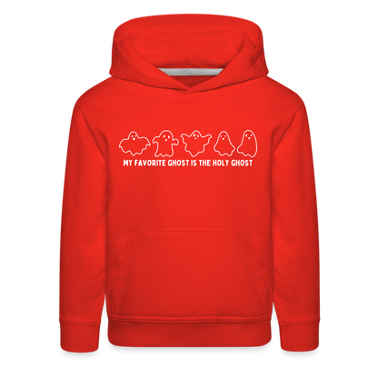 My Favorite Ghost is the Holy Ghost (Outline) Youth Hoodie - red