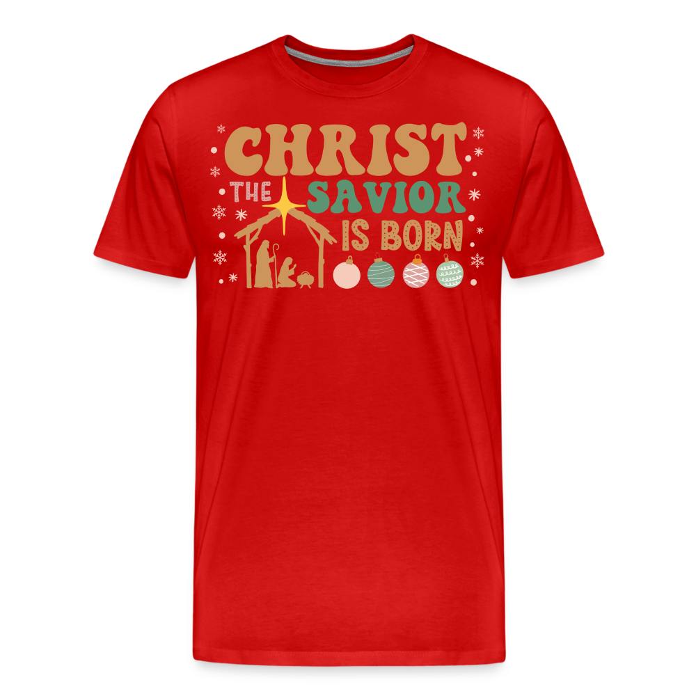 Christ the Savior is Born Christmas Family Men's Premium T-Shirt - red