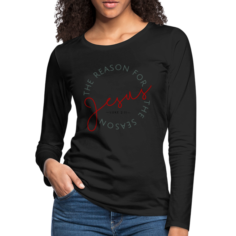 The Reason for the Season (Color) Christmas Women's Premium Long Sleeve T-Shirt - black