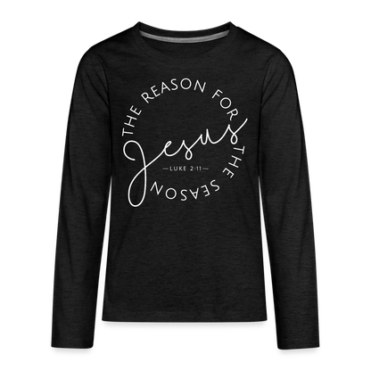 The Reason for the Season Christmas Kids' Premium Long Sleeve T-Shirt - charcoal grey