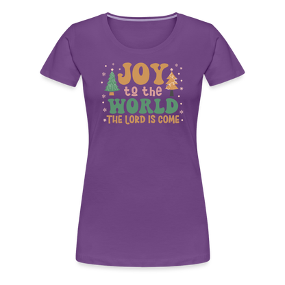 Joy to the World Christmas Family Women’s Premium T-Shirt - purple