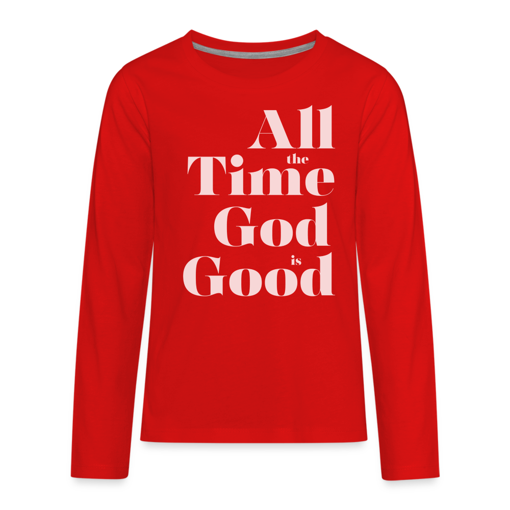 All the Time God is Good Kids' Premium Long Sleeve T-Shirt - red