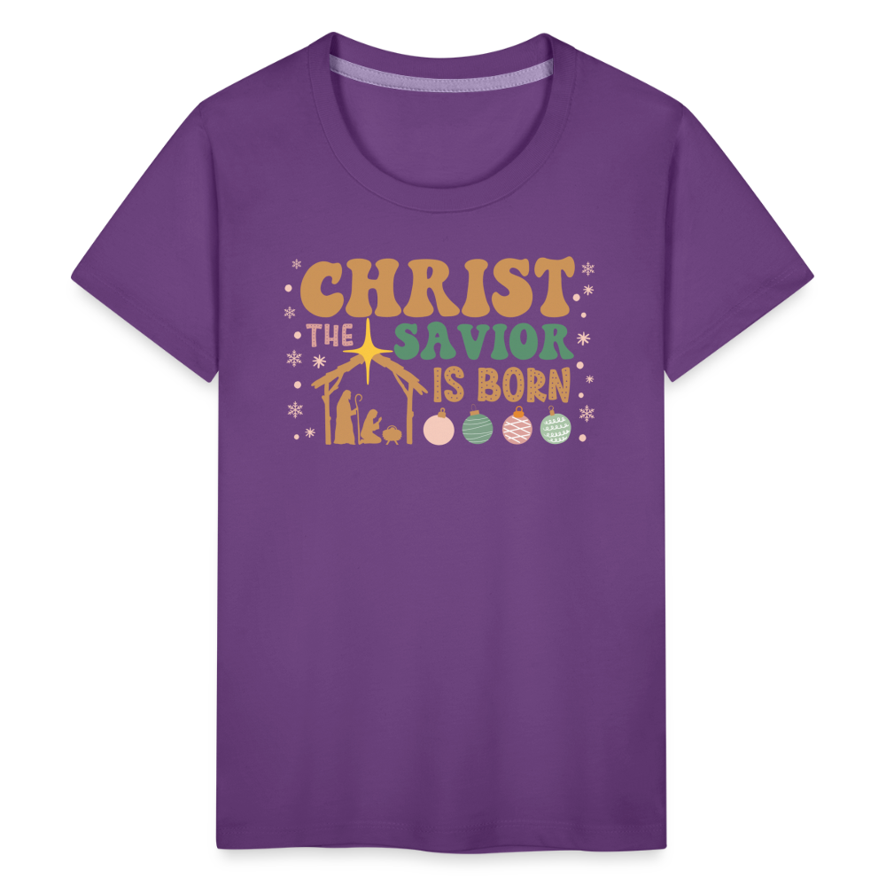 Christ the Savior is Born Christmas Family Kids' Premium T-Shirt - purple