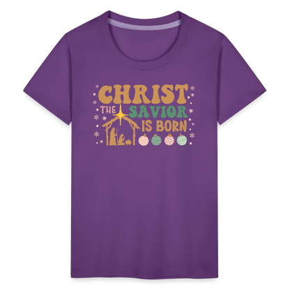 Christ the Savior is Born Christmas Family Kids' Premium T-Shirt - purple