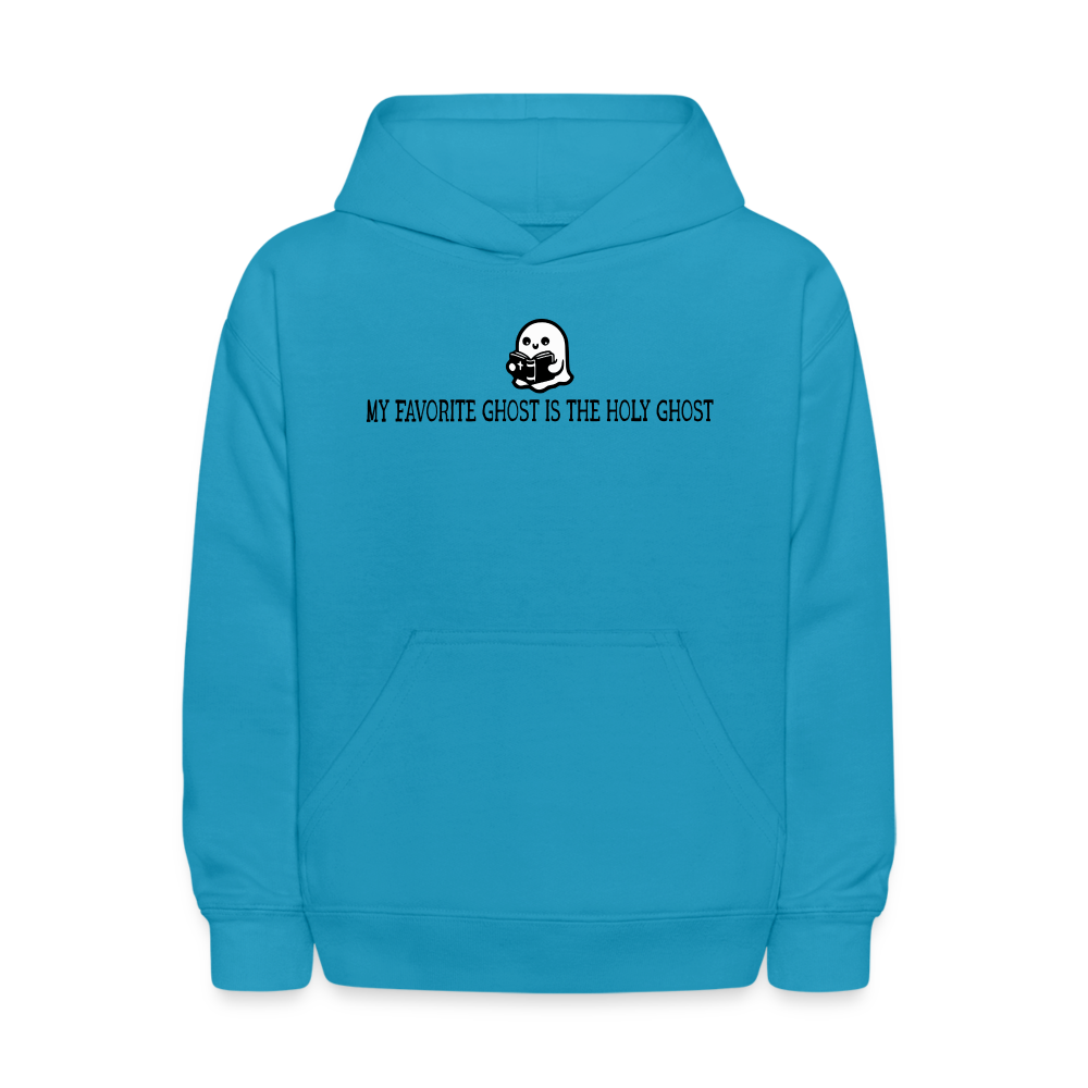 My Favorite Ghost is the Holy Ghost (Bible) Kids Hoodie - turquoise