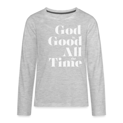 God is Good Kids' Premium Long Sleeve T-Shirt - heather gray