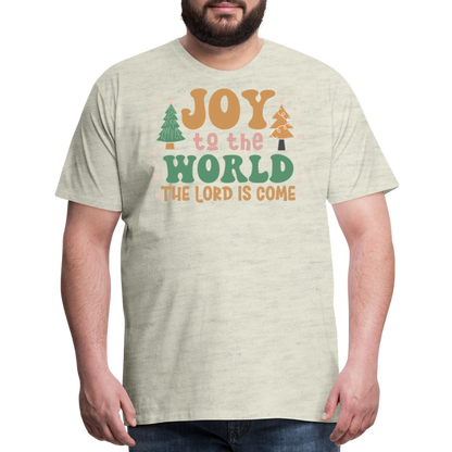 Joy to the World Christmas Family Men's Premium T-Shirt - heather oatmeal