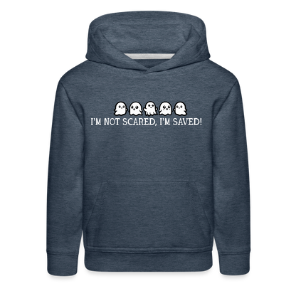 I'm Not Scared I'm Saved (W) Kid's Hoodie - heather denim